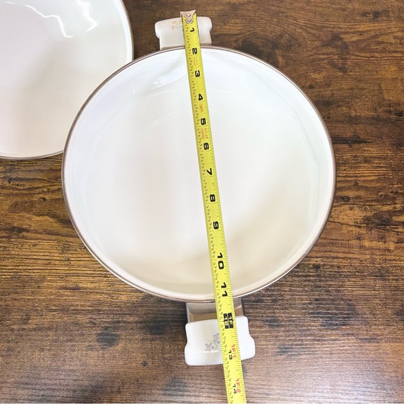 Enamel Sarma Studios Victorian Flowers vintage pan with double handles & lid - Picture 14 of 16